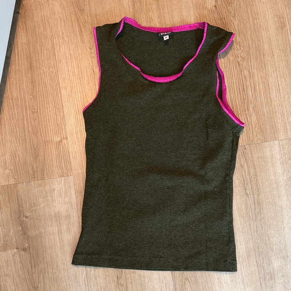 D&G Black Tank Top with Hot Pink Trim
